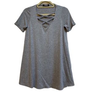 Misguided Cross Neck Grey Dress
